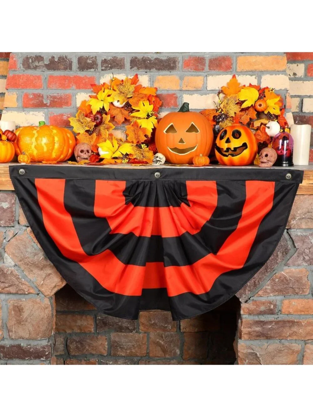 6 Pcs Halloween Flag Bunting - 3x6 ft Pleated Banner for Indoor/Outdoor Decor
